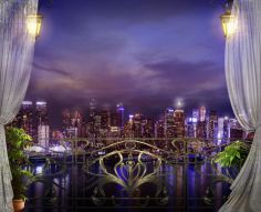 Фреска Балкон с видом на ночной город