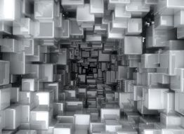 Фреска 3D графика серые кубы