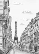Фреска Париж карандашом черно-белый