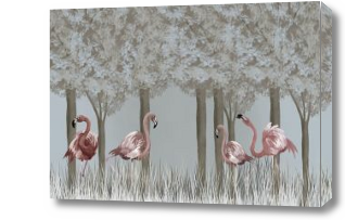 Картина Фламинго в деревьях